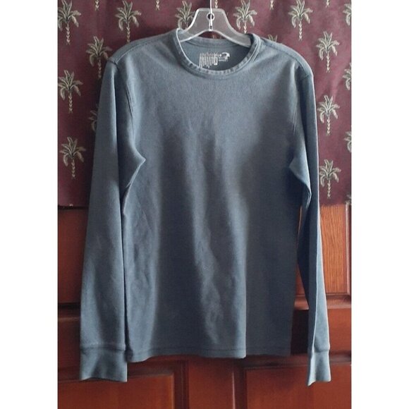 Anchor Blue Waffle Knit Long Sleeve Thermal Top Gray S - Picture 1 of 10